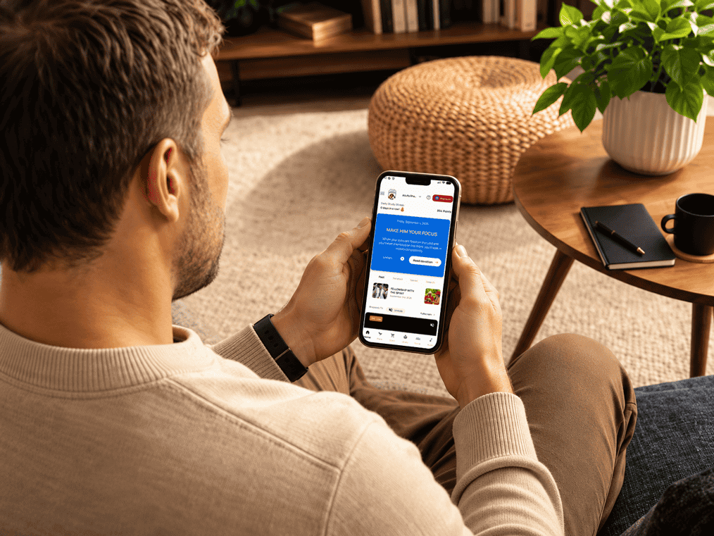 Person reading the app