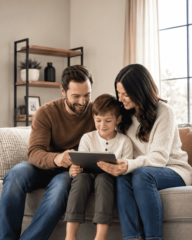 Family studying together