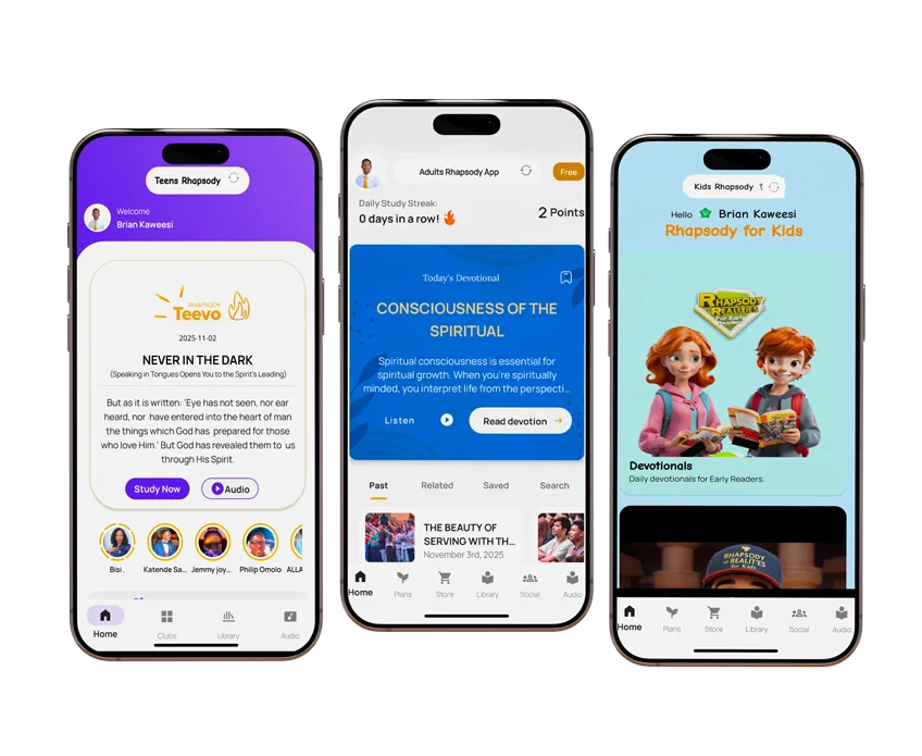 Rhapsody App screens on three phones